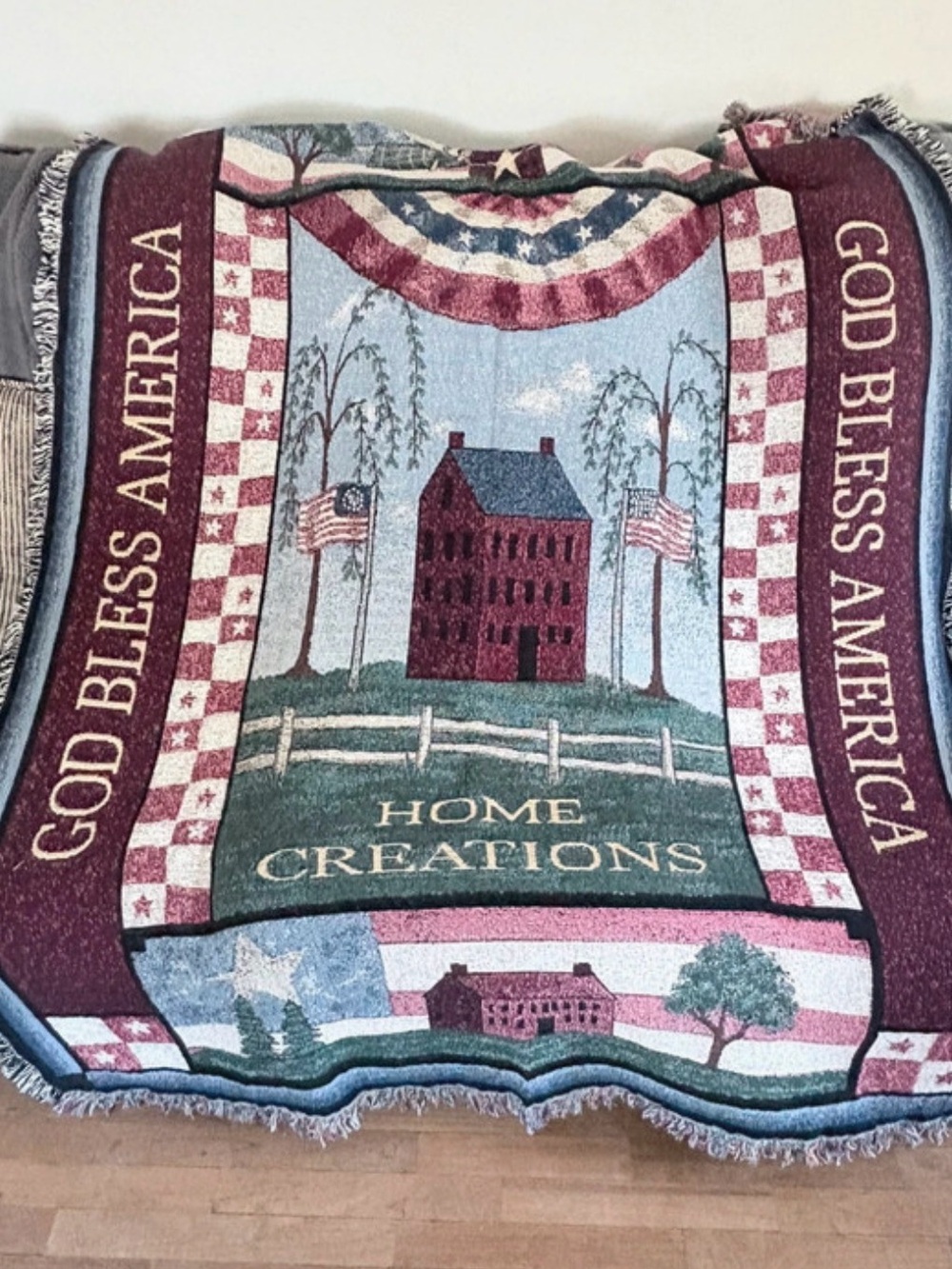 Source Unknown Patriotic God Bless America Throw Blanket - Red, Blue, Green